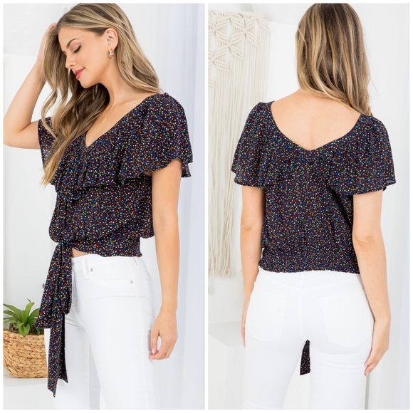 ILLA ILLA Boho Chic Navy Blue Stars Top - Picture 5 of 6